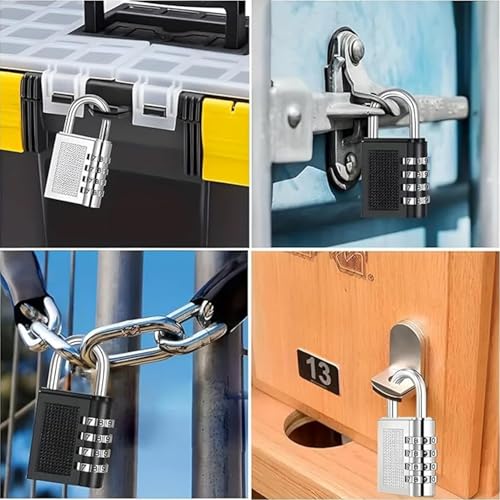 Image of Oblivion Number Locks for Door - Multicolour 4-Digit Number Combination Anti-Theft Metal Lock for Travel Bag, Luggage, Door, Tool Box, Resettable PIN Number Padlock (Pack of 6)