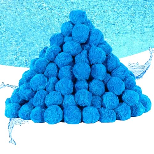 Pool Filter Balls 1000g Reusable Pool Filter Balls for Sand Filter Premium Fibre Media for Swimming Pools Aquariums & Fish Tanks - Sand Alternative for Sand Filter Pumps (Blue)