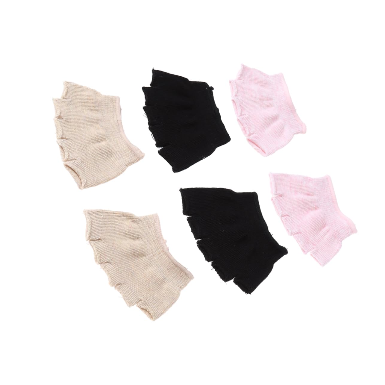 PartyKindom 3Pairs Ultra Low Invisible Socks for Women Cotton Skid Ankle Design Open Toe Light Pink Black Light Khaki for Summer Sports Casual Wear