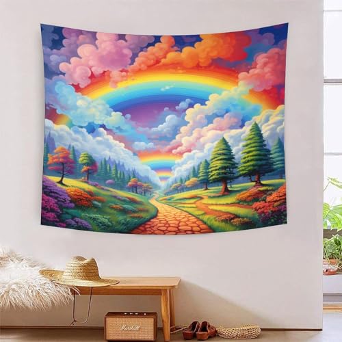 Art mural tapisserie arc-en-ciel 3D tissu pour illuminer un salon