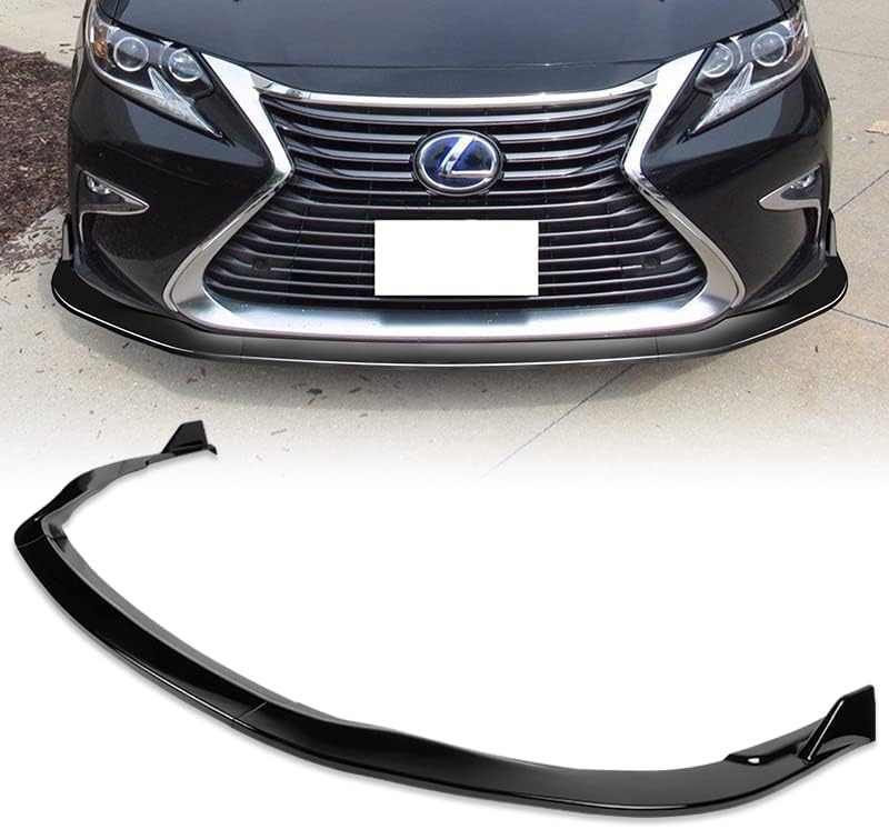 9pcs Combo Front Bumper Body Kit Lip + Side Skirt Extensions Diffuser Compatible with 2016-2018 Lexus ES350 / ES300H 2017 (Painted Black)