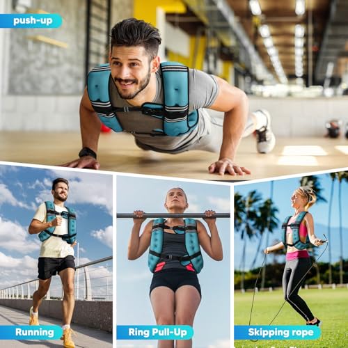 Image of Weighted Vest, 6lb /8lb /12lb /16lb /20lb /25lb /30lb Weight Vest with Reflective Stripe, for Men Women Workout Equipment for Strength Training, Running, Jogging, Fitness, Weight Loss