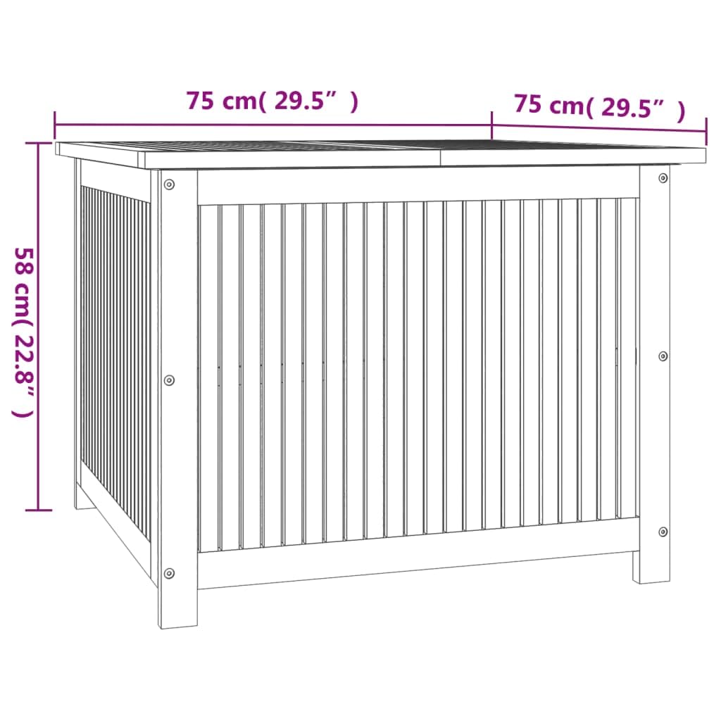 Homgoday Caja de jardín 75 x 75 x 58 cm de madera maciza de acacia, muebles, baúles y baúles para exteriores, porta herramientas de jardín, puf de exterior, baúl de exterior