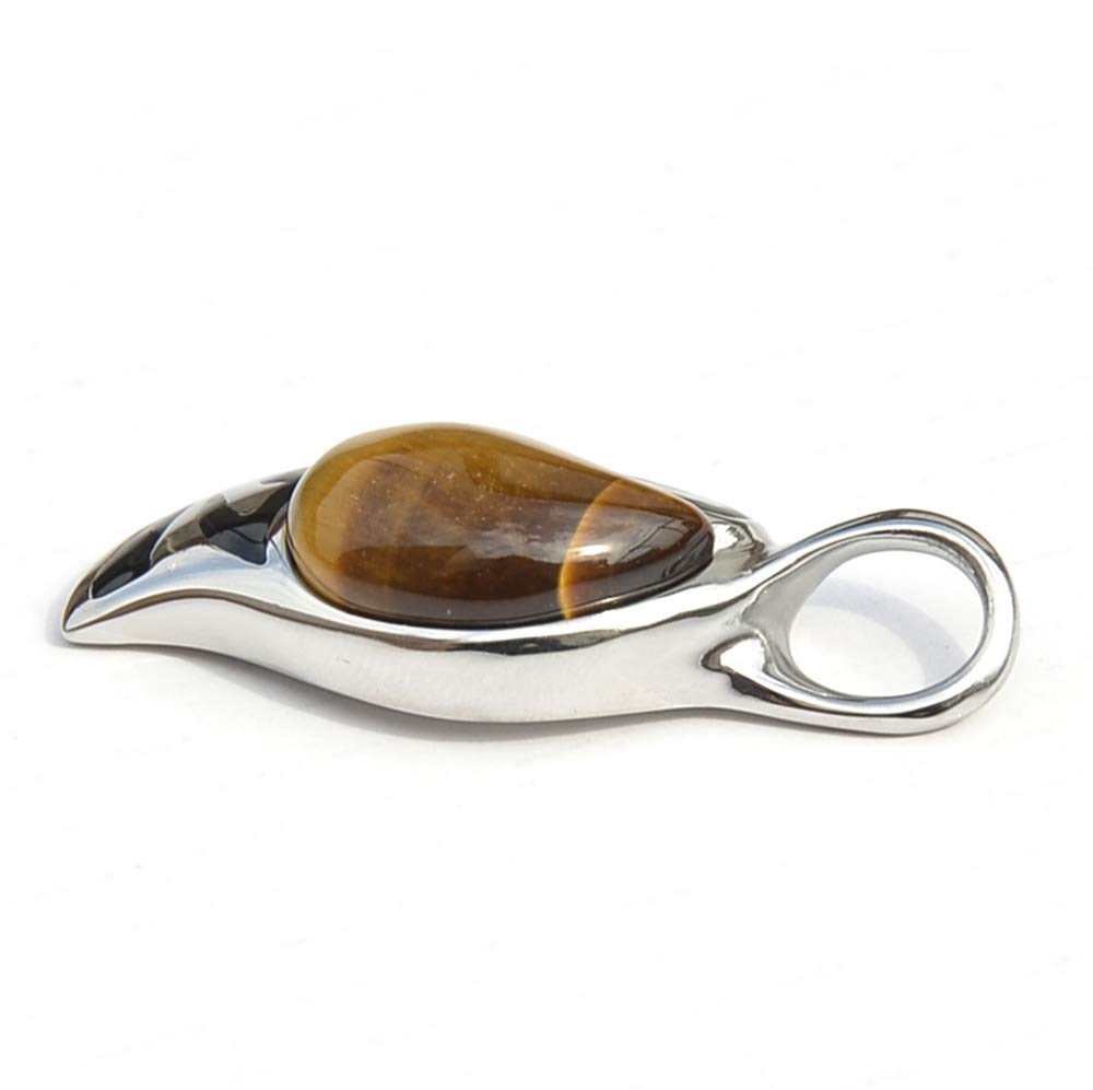 PAMTIER Collier pour Homme Femme Acier Inoxydable avec Pierre Pendentif en Forme de Larme Collier