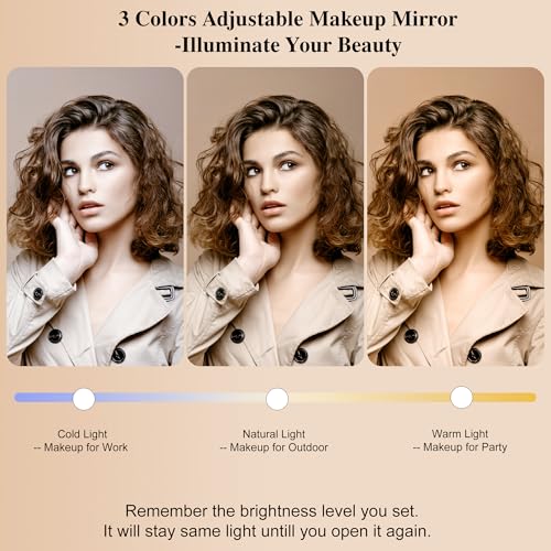 SJD Travel Makeup Bag with LED Mirror, Portable Cosmetic Case Organizer with Lighted Mirror, Waterproof Makeup Case for Cosmetic Brush Holder Storage, Black Toiletry Bag for Women Gift2