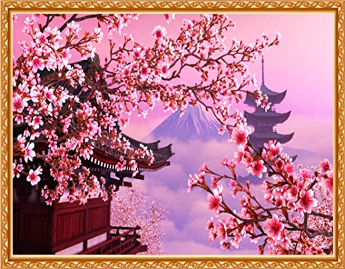 Foxhool Beginners Cross Stitch Kits Stamped Full Range Of Embroidery Kits For Adults Diy Cross Stitches Kit Embroidery Patterns For Needlepoint Kit-Beautiful Peach Blossom 15.7X19.7 Inch #TOP5
