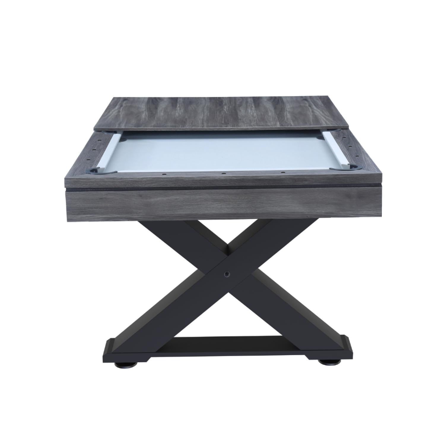 CONCEPT USINE | Tavolo multigioco 3 in 1 Biliardo e Ping-Pong Texas + Accessori | Design moderno in legno grigio | Tavolo da gioco o pranzo | Materiali di qualità | Famiglia o tra amici