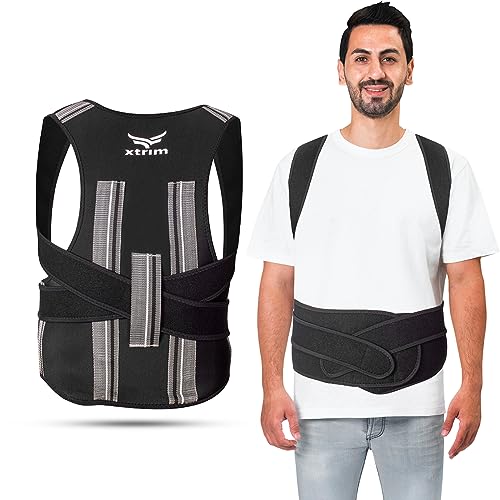 Image of XTRIM Posture Corrector for Men & Women, Adjustable Back Support Belt for Back Pain Relief, Spine Posture Corrector with Soft Shoulder Pads, Back Straightener Belt (Large)