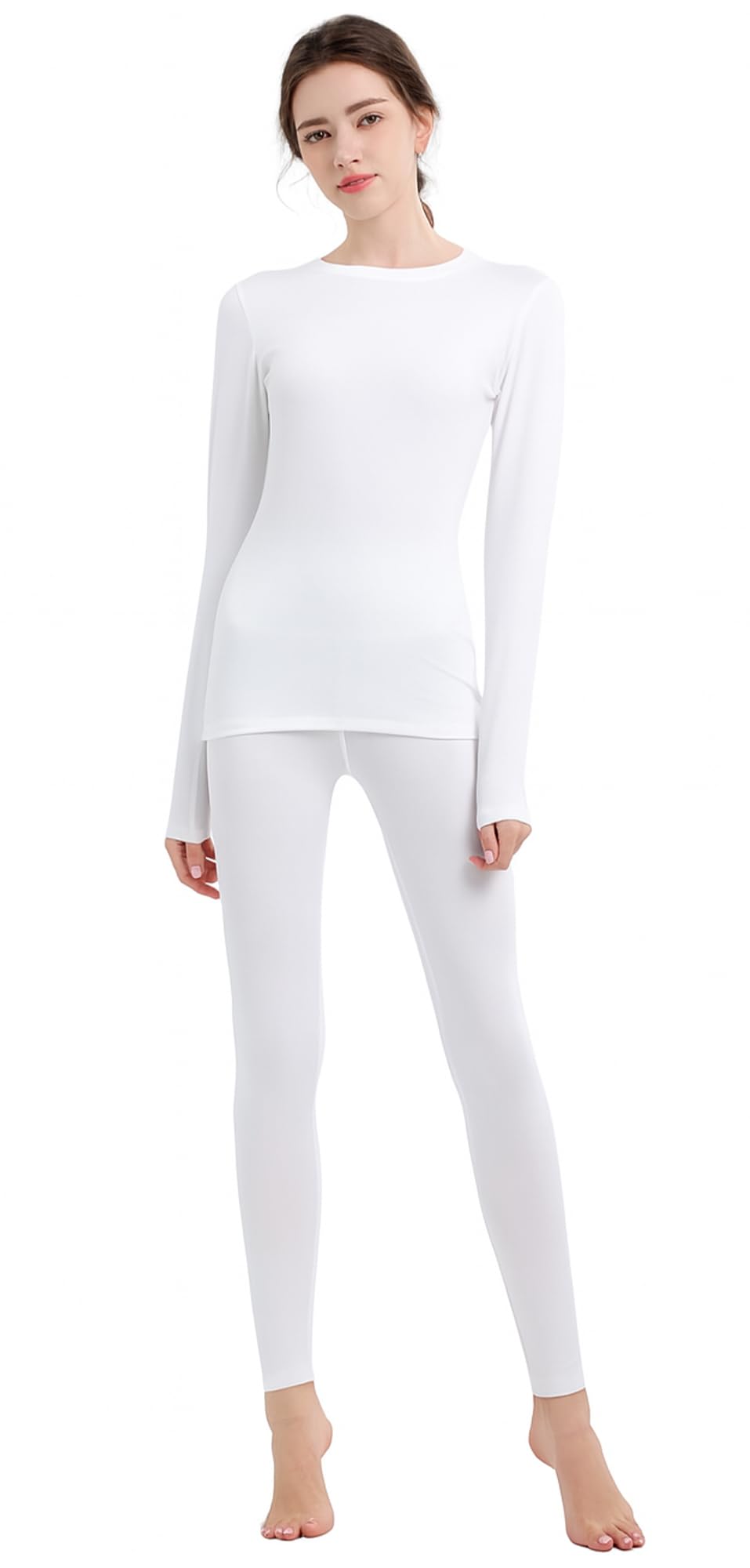 HiZiTi Intimo Termico Donna Maglia Lunga Tuta Invernale Biancheria Termici Abbigliamento Termica Completo Leggings Magliette Calze Pantaloni Termiche Completo Sci Donna Nero Bianca