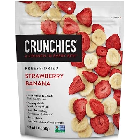 Crunchies Freeze-Dried Fruits, 100% All Natural Crispy Fruit, Non GMO and Kosher, Single Resealable Freeze Dried Fruit Snack Pack (Strawberry Banana, 1 Ounce (Pack of 1)) Cover