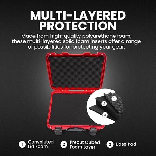 Image of NANUK 910 Hard Case with Customizable Cubed Foam, IP67 Waterproof, Dustproof and Impact Resistant, 14.3 inch x 11.1 inch x 4.7 inch, Rugged Construction for Ultimate Protection, Made in Canada - Red