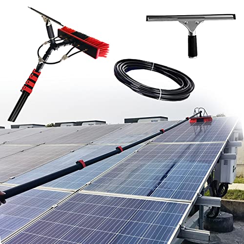 Herramienta de Limpieza de Paneles fotovoltaicos de 12 a 36 pies, Cepillo telescópico Alimentado por Agua, Palo de Limpieza de Ventanas telescópico Profesional, Kit de Cepillo y Palo de Limp