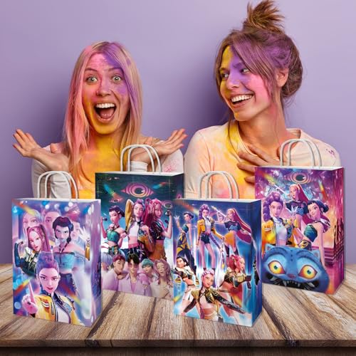 Demon Hunters Birthday Decorations, 12PCS Party Goodie Gift Bags, Including 4 Patterns Double Sided Printed Ideal for Boys Girls Kpop Theme Party Supplies - Image 6