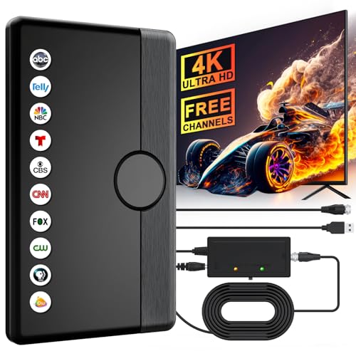TV Antenna Indoor Outdoor 2025 for Smart/Old TV for Long Range 360° Reception and Local Channels