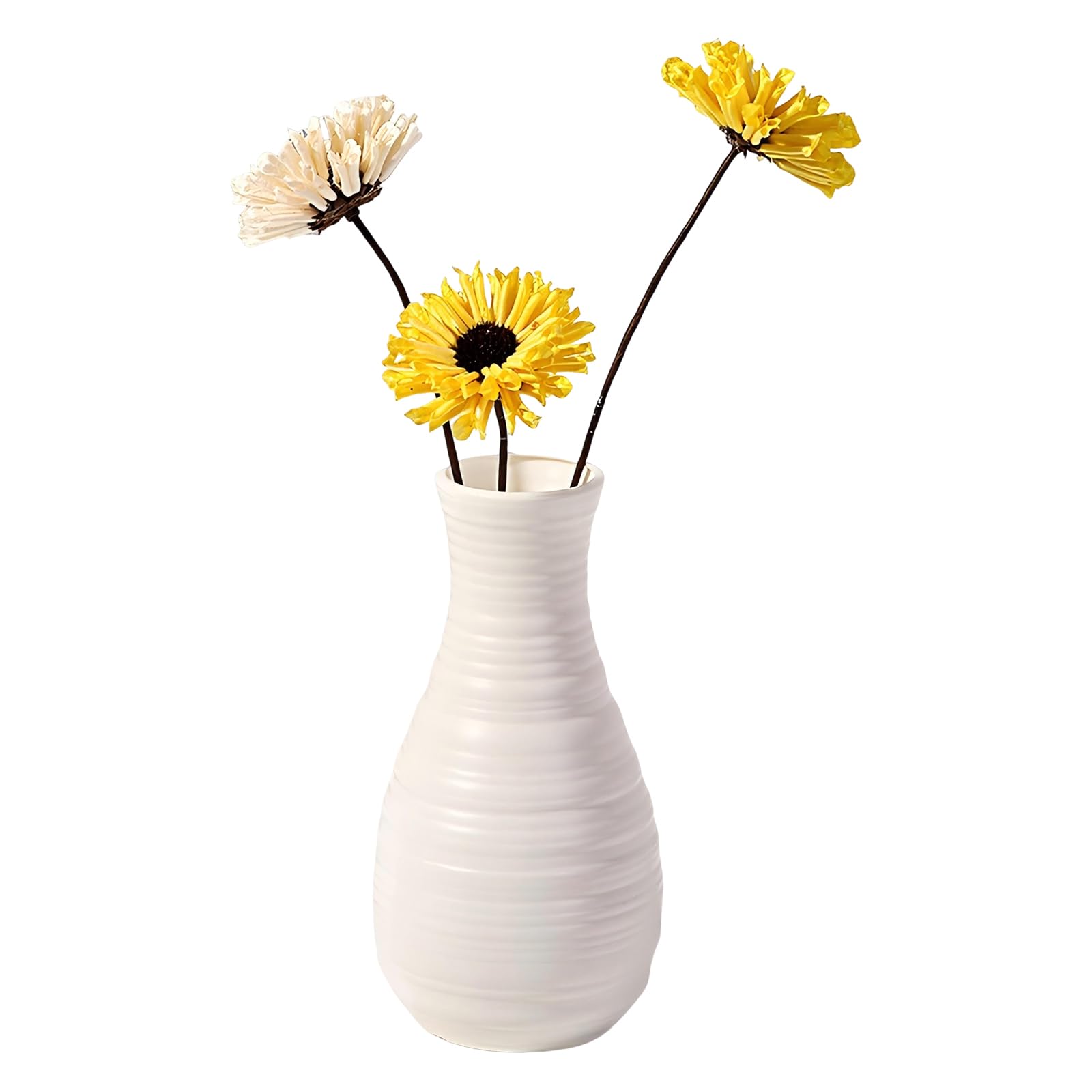 Unbreakable Vase Decorative Durable and Creative White Flower Arrangement, Modern Small Vases for Home Decor Living Room Table Wedding Decor (White 3)