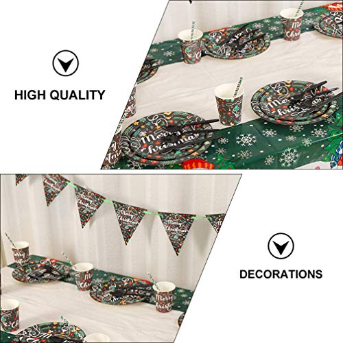 KESYOO Conjunto de Talheres de Festa de Natal Pratos de Papel Copos Garfos Colheres Canudos Guardana