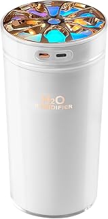 YANSHAN Portable Humidifier, Small Air Humidifiers for Bedroom Car Travel Office, Cool Mist Humidifiers with Color-Changing Light, 2 Mist Settings