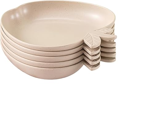 Paquete de 5 platos pequeños para aperitivos, platos de ensalada de postre de paja de trigo de 6 pulgadas, cuencos para preparación de cocción,