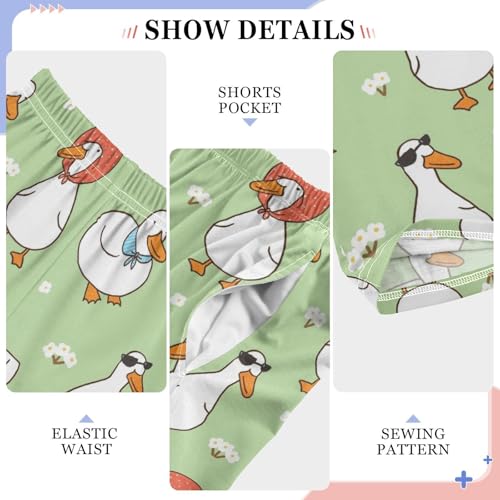 Lovely Duck Florals Boys Long Pants Soft Trousers Elastic Waist Kids Lounge Bottoms with Pockets S-XL4