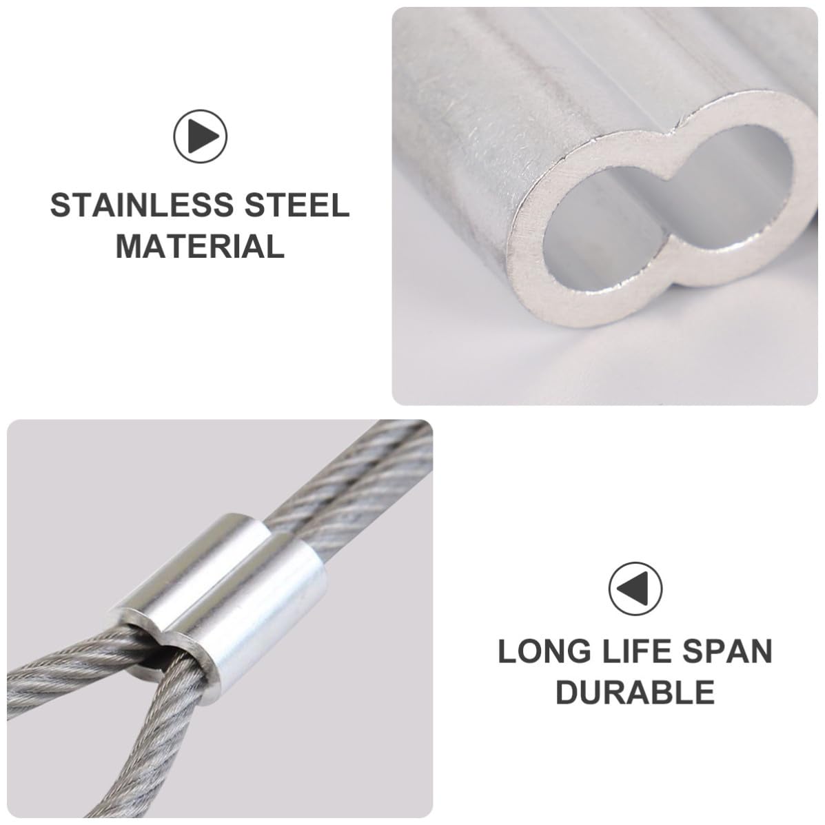 de Abrazaderas Piezas Resistentes Corrosión de Cable de Acero Inoxidable 320 con Manguito de Aluminio Doble Orificio para Bodas y Trabajos Agrícolas