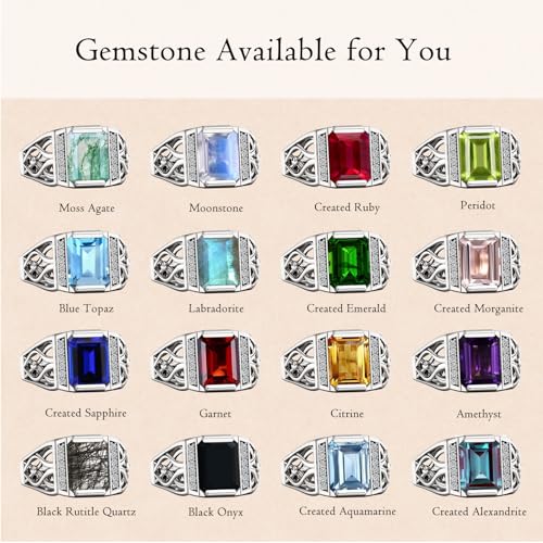 Donghu Sterling Silver 4 Carat Mens Ruby Engagement Rings Emerald Cut Ruby Rings For Men Large Created Ruby Promise Ring With 0.15Cttw Side Moissanite Size 12 thumb #4