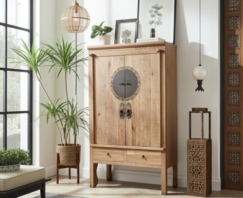 OPIUM OUTLET Armario Chino Boda Shabby Chic Asiatico Vintage Oriental Colonial Madera Dormitorio Salon