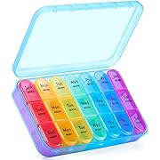 Pil Box 3 Times a Day, Weekly Pill Organizer 3 Times a Day - Daily Pill Box 7 Day Medicine Organizer, Large Pill Case, Travel Pill Organizer (Blue)