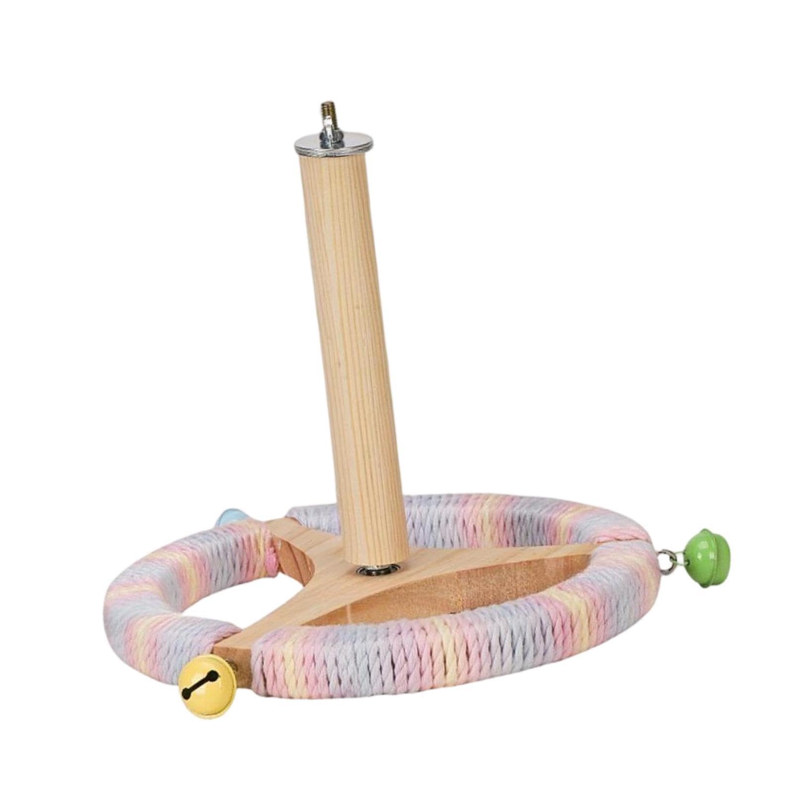 Generic Bird Perch Stand Toy Bird Rotating Perch,Interactive,Bird Cage Accessory Sturdy Parrot Perch Toy Exercise Wheel for Budgies, Colorful