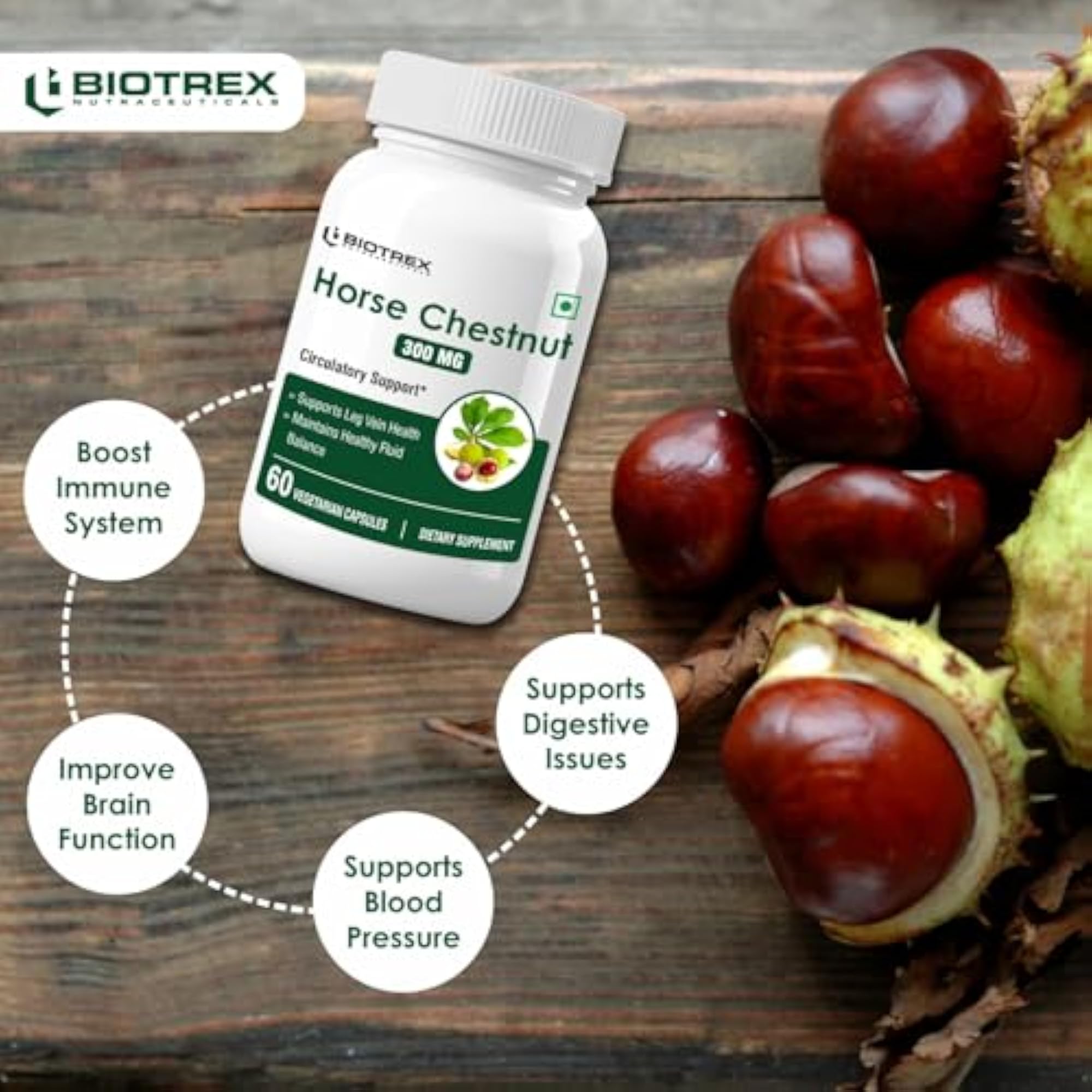 Biotrex Nutraceuticals Horse Chestnut 300mg - 60 Veg Capsules