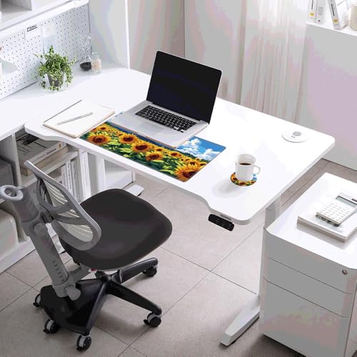 Image of Gaming Mouse Pad Large Mousepad Sunflower Desk Mat 24x12 Desk Pad XL Computer Mat with Stitched Edge Rubber Base for Work Women Home Office