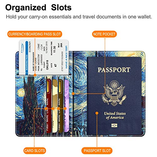 Image of FINTIE Passport Holder, Slim Travel Wallet RFID Blocking Card Case Cover Passport Cover Protector Essentials with Credit Card Slots for Women /Men | Slim