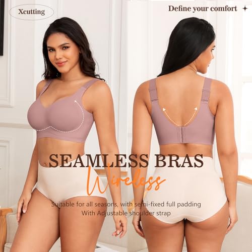 Image of Xcutting Women Wirefree Bras for Women Full Coverage No Underwire Everyday Bras Comfortable Wireless Padded Bras