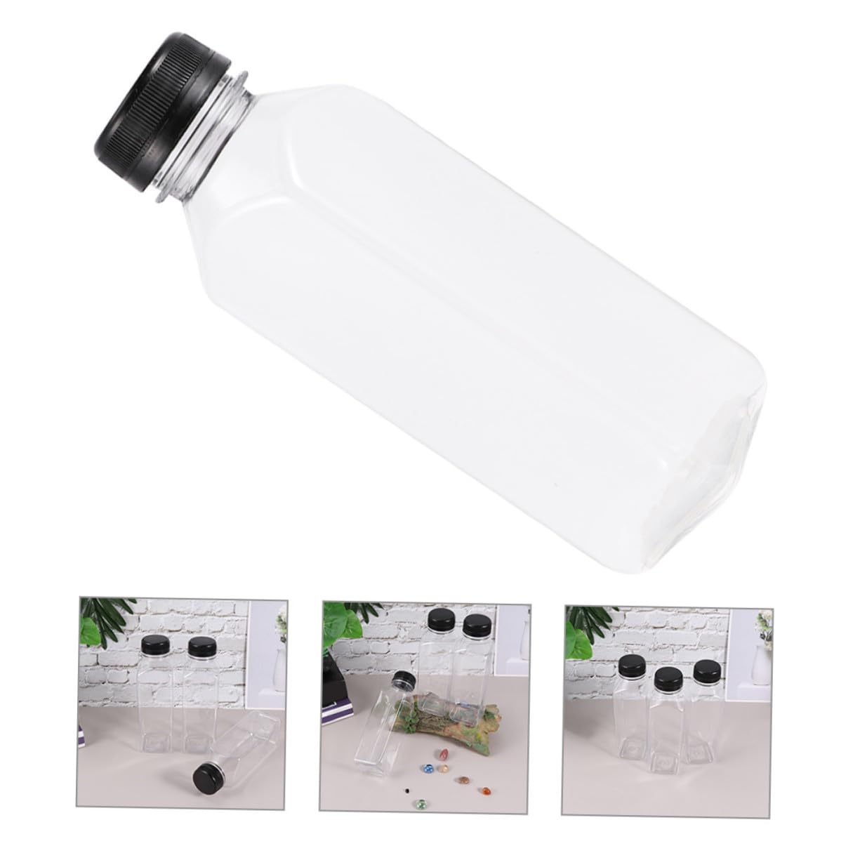 Bottiglia per Bevande 400ml in Plastica Nera, Riutilizzabile, 12 Pezzi