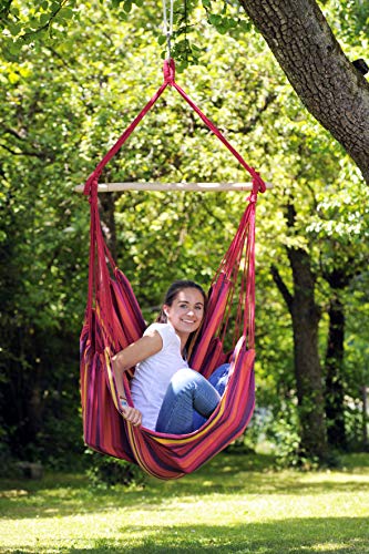 AMAZONAS Hängesessel wetterfest UV-beständig Relax Vulcano mit Querstab aus Holz 85 cm bis 120 kg buntgestreift - 3
