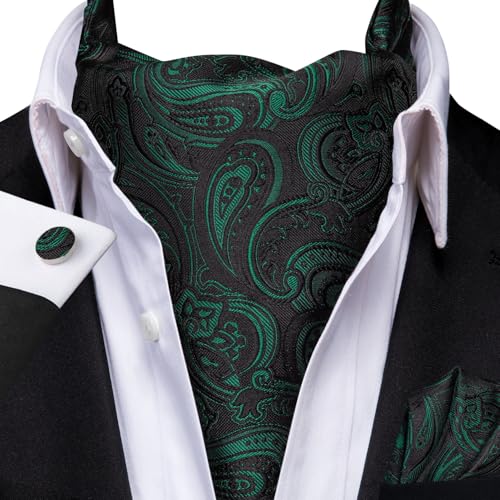 Image of Dubulle Paisley Floral Ascot for Men Self Tie Mens Cravat and Pocket Square Cufflinks Wedding