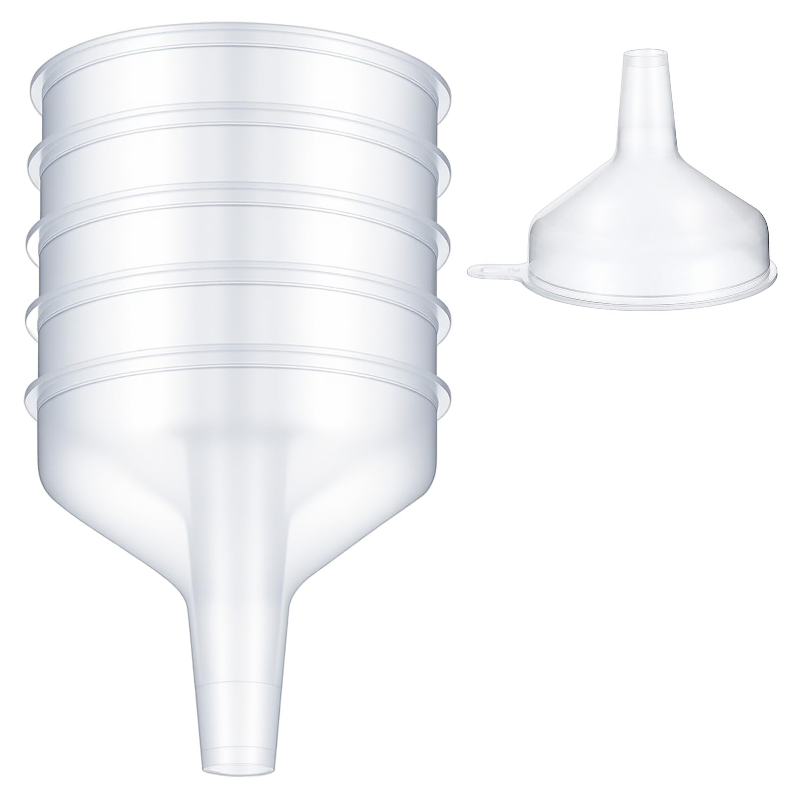 Grevosea 5 Pack Small Funnels for Filling Small Bottles, Clear Plastic Kitchen Funnel Multifunctional Funnels for Kitchen Use Filling Liquid Water Bottle, Easy and Smooth Transfer