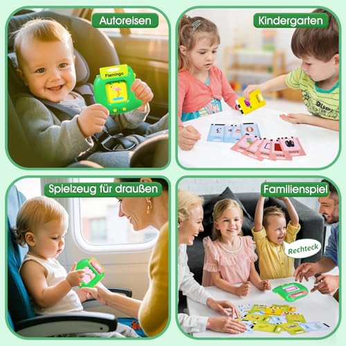 Sprechende Lernkarten Deutsch Lernspielzeug 384 Wörtern Sprechen Lernen Flash Karten Deutsch Lernspiele Sprachspiele Spielzeug ab 2 3 4 5 Jahre, Lernen Alphabet Zahlen Farben Tier Talking Flash Cards