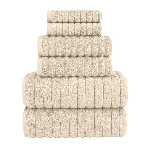 Elegant Comfort Juego de 6 Toallas de baño de Pana de algodón Turco 100% acanaladas, Tacto Premium, Secado rápido, Altamente absorbentes, Contiene 2 Toallas de baño, 2 Toallas de Mano y 2 Toallas