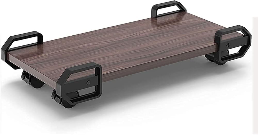 Support CPU en bois avec 4 roulettes pivotantes sous le bureau PC tour support pour bureau organisateur de bureau (taille : 51 cm x 28 cm)