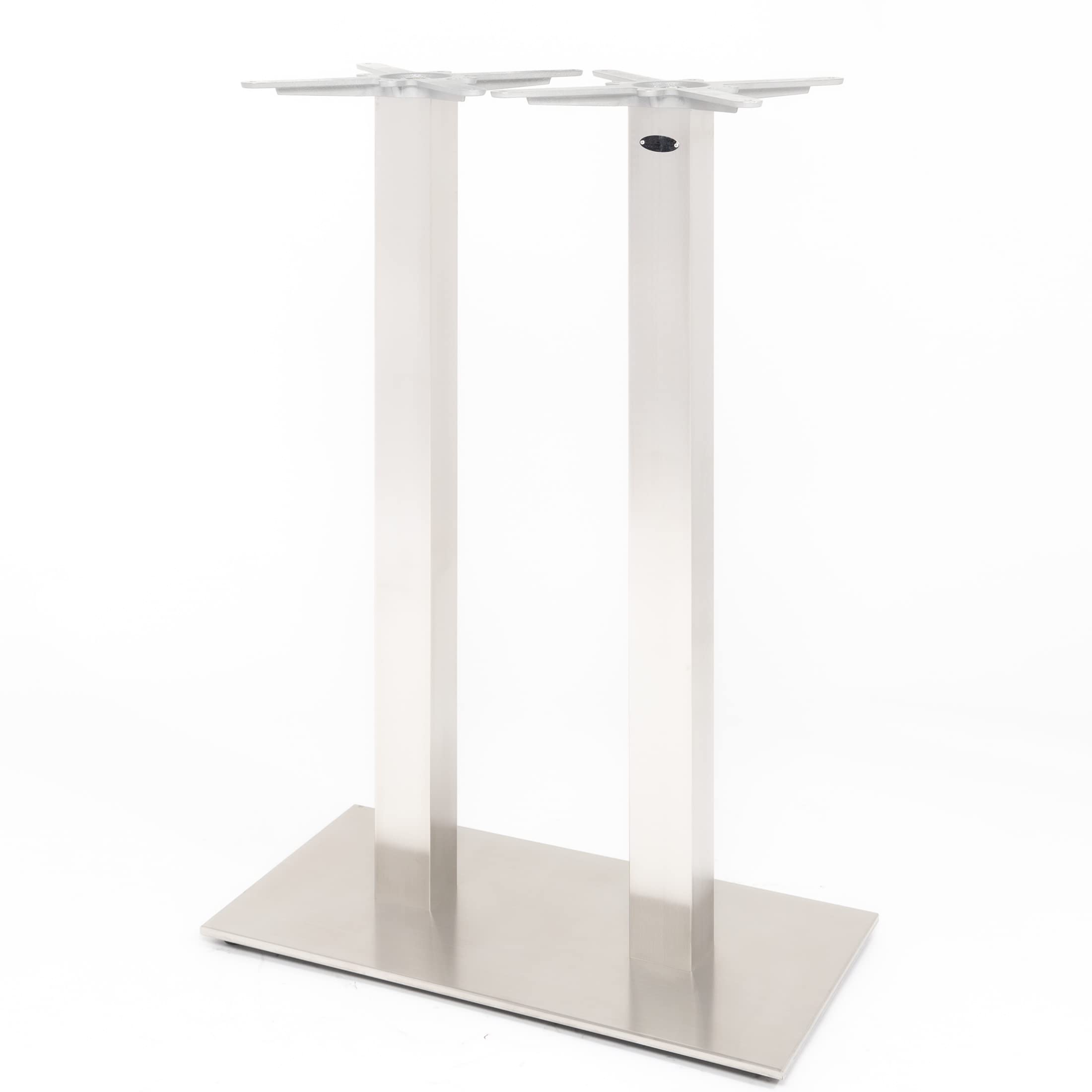 Doppel-Stehtischgestell Tischbein Edelstahl | Premium | PD7592inox/110 | INOX | Stehtisch | H 108 cm | 32 kg | Bodenplatte: 75x40 cm | max. Tischplattengröße 130x70 cm