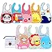 Doubleme 8 bavoirs imperméables en EVA de bébé avec motifs d'animaux,essuyer facilement,cadeau pour garçons/filles de 6 mois à 6 ans(sac de rangement)