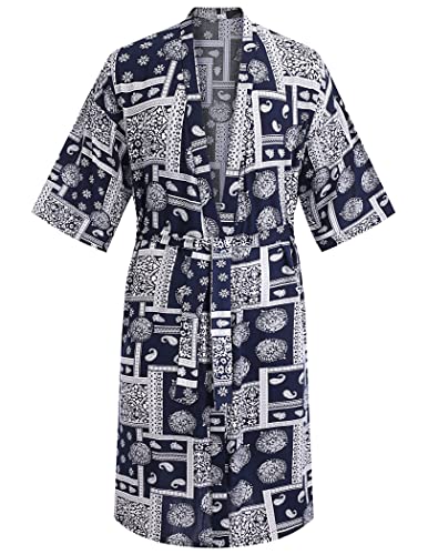 COOFANDY Men's Lightweight Kimono Robe Japanese Bathrobes Open Front Long Cardigan Cloak with Belt4