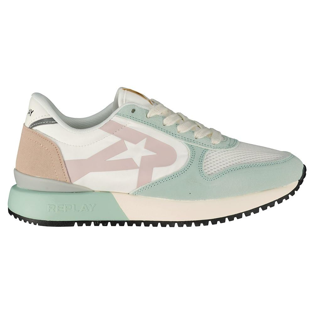 Replay Women's Fiber W Mix Trainers, 3331 Water Green Pink, 4 UK