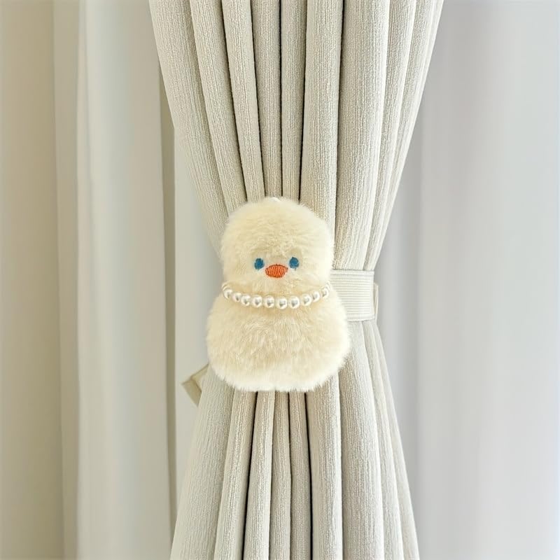 JAZLOG with Living Durable White Tieback Accents Stylish Curtain Accessory, Home & for & Curtains Decor, Easy Living Bedroom Room Contemporary Snap Closure - Room, Duck-Shaped Pearl for Curtain 1