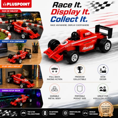 Image of PLUSPOINT F1 Racing Diecast Metal Car | Pull Back Formula Racing Car Model with Alloy Body | Mini Collectible High-Speed Racing Vehicle Toy for Kids Boys & Girls Age 3+