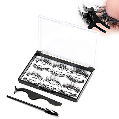 Preisvergleich Produktbild Magnetische Wimpern Natürlich, 3D Künstliche Wimpern Set Wiederverwendbare Kunstfaser Magnetische Magnet Wimpern Falsche Wimpern Edelstahl Pinzette, 12 Stücke (6 Paare)