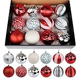 🎄Fácil de usar: cada esferas de plastico viene con ganchos desmontables con cordones de encaje para que pueda colgarlo cómodamente. Las Christmas decorations se pueden reutilizar y puedes decorar tu árbol de Navidad para crear un ambiente festivo cálido y armonioso.