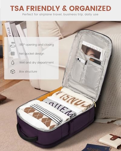 Image of LOVEVOOK Carry On Travel Backpack For Women Flight Approved, 40L Large Personal Item Backpack Travel Bag for Airplanes, Business 17 Inch Laptop Backpack, Weekender Overnight Daypack, With 2 Cubes