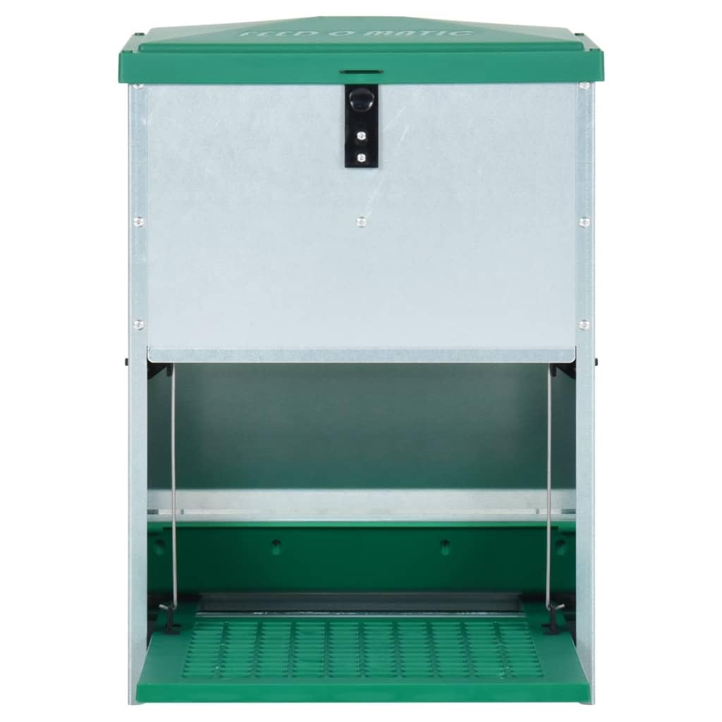 Geflügel-Futterautomat Feedomatic mit Pedal aus verzinktem Blech 12 kg Fassungsvermögen 33,5x23x50 cm rutschfest für automatisches Füttern von Haustieren und Kleintieren