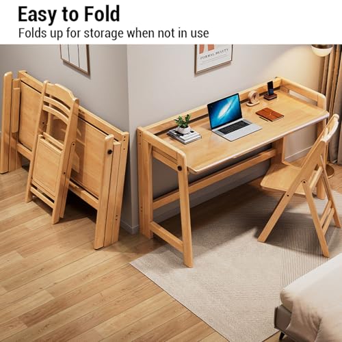 Bureau pliant en bois massif table compacte style milieu du siècle 79 cm